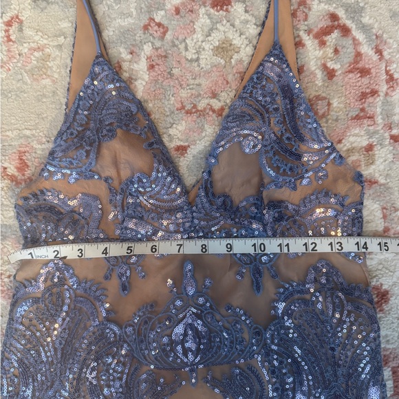 Free people night shimmers mini dress, sundown blue, size 6 - Picture 10 of 10